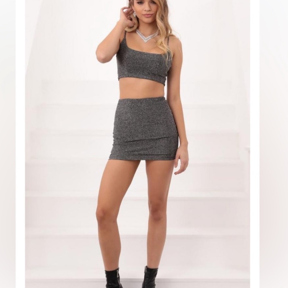 Lucy in the Sky Sparkling Gray Mini Skirt